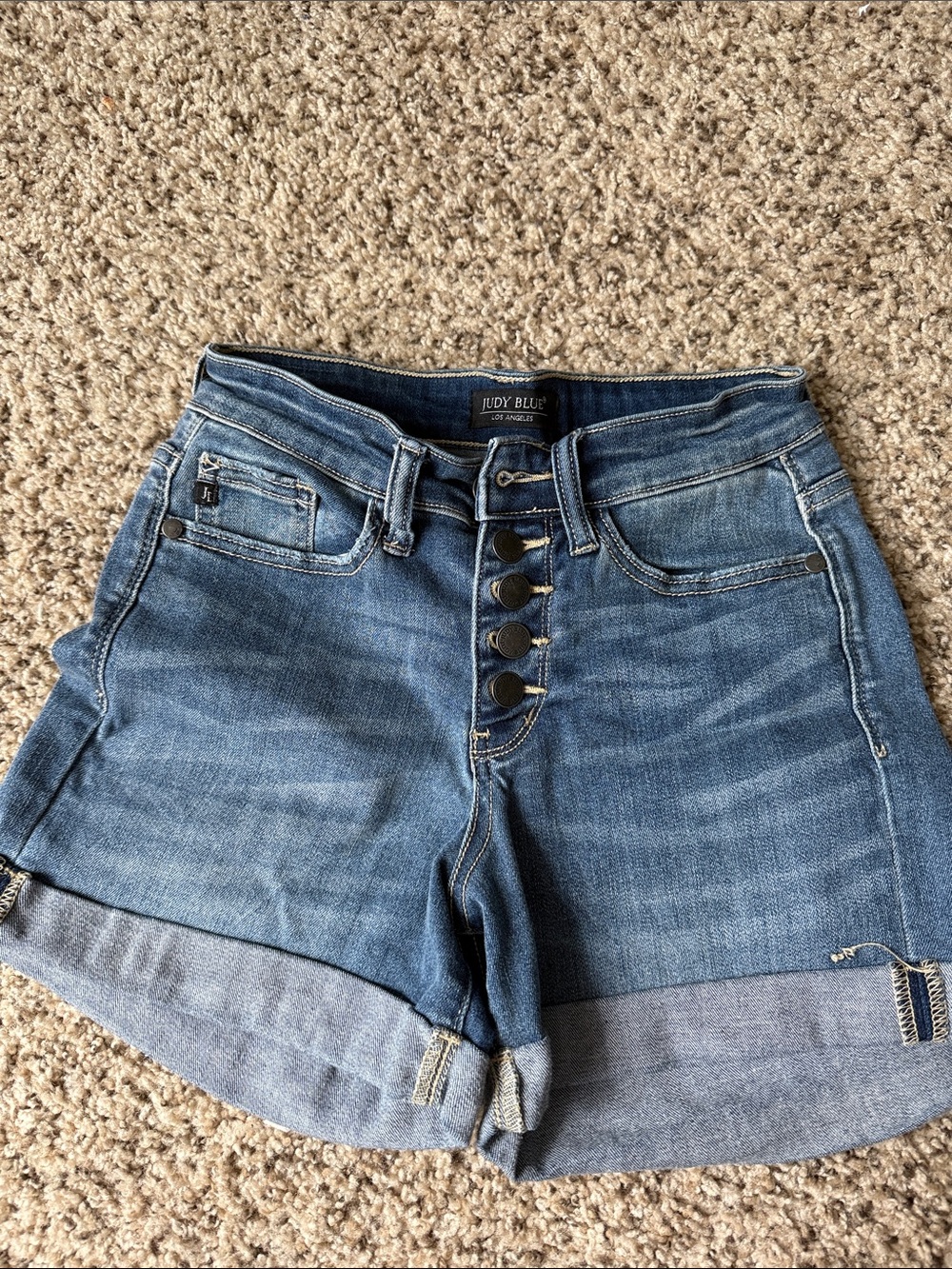 Judy Blue Medium Wash High-Rise Button Fly Denim Shorts